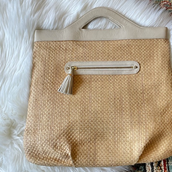 Lauren Merkin Woven& Leather Handbag - Picture 2 of 10